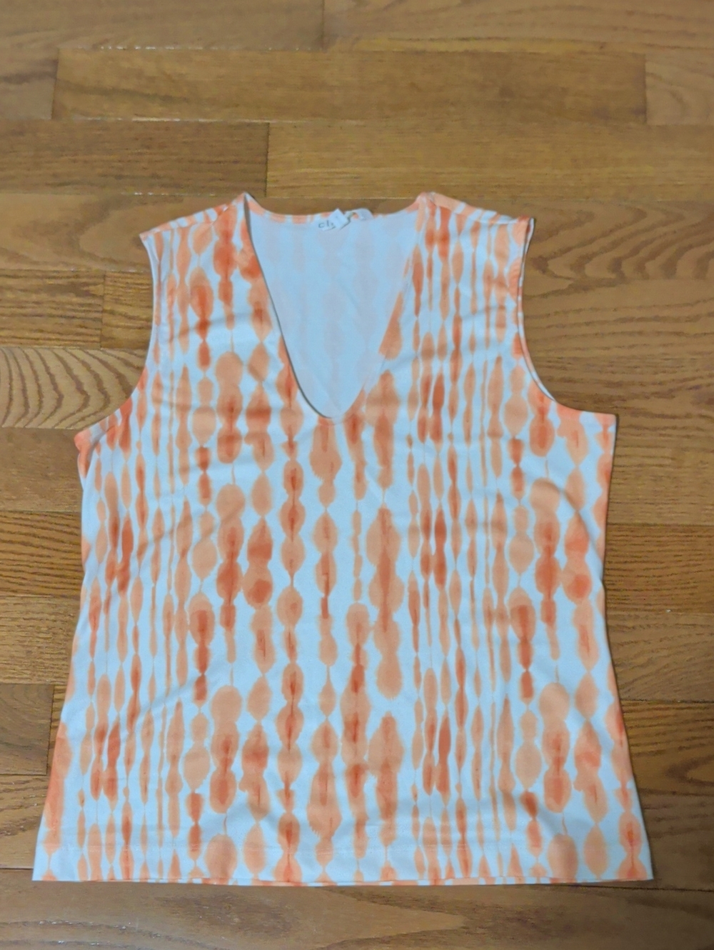 Cleo Orange and White V-Neck Tank